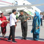 Gubernur Bali, Pangdam dan Kapolda Sambut Presiden RI di Bandara I Gusti Ngurah Rai.