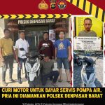 Curi Motor Untuk Bayar Servis Pompa Air, Pria Ini Diamankan Polsek Denpasar Barat