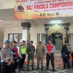 Polsek Kuta Utara Tunjukkan Komitmen Jaga Kejuaraan Pencak Silat Di Gor Purna Krida.